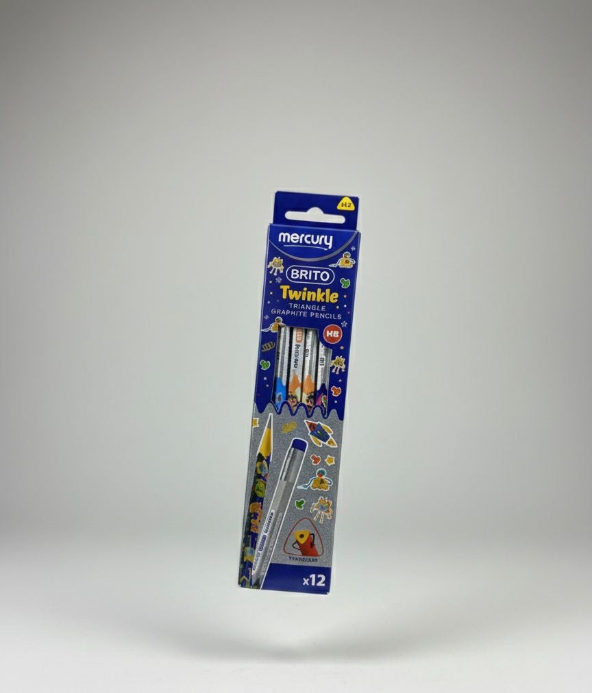 Mercury BRITO Twinkle Triangle HB Pencils – 12-Pack Smooth Writing