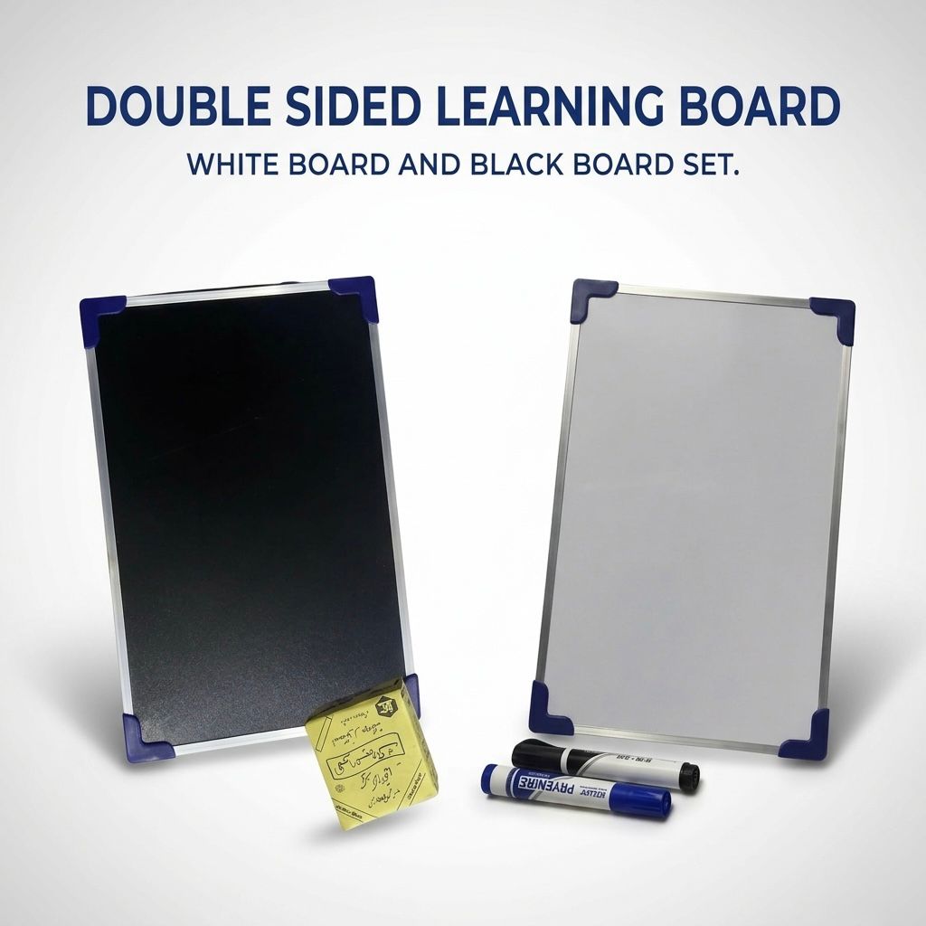 Double-Sided Learning Board for Kids – Whiteboard & Blackboard Set