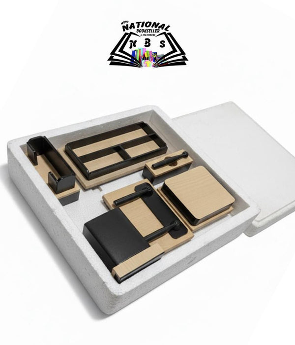The Office Table Set Darl Brown Color. (7 Pieces)