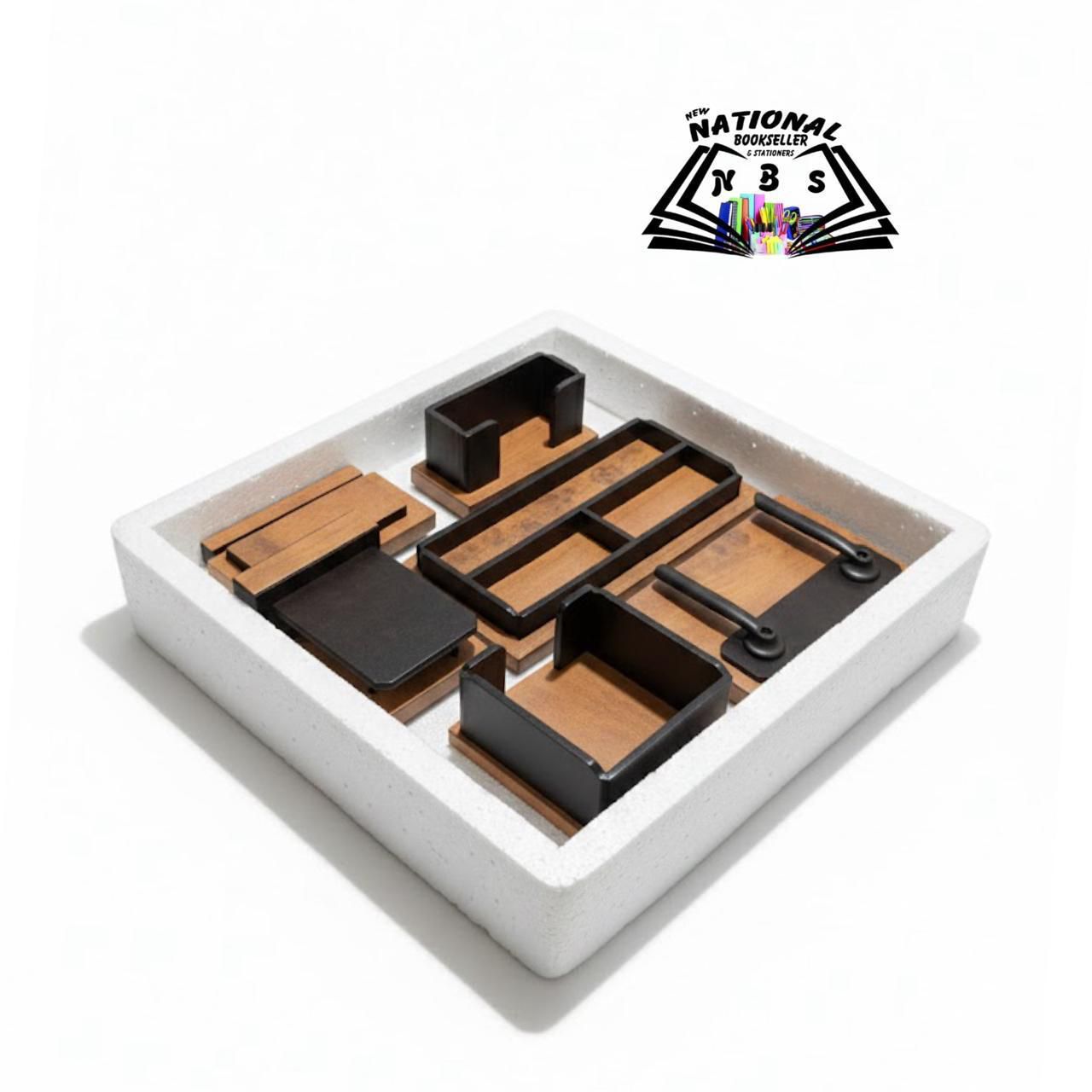 The Office Table Set Orange And Black Color. (5 Pieces)