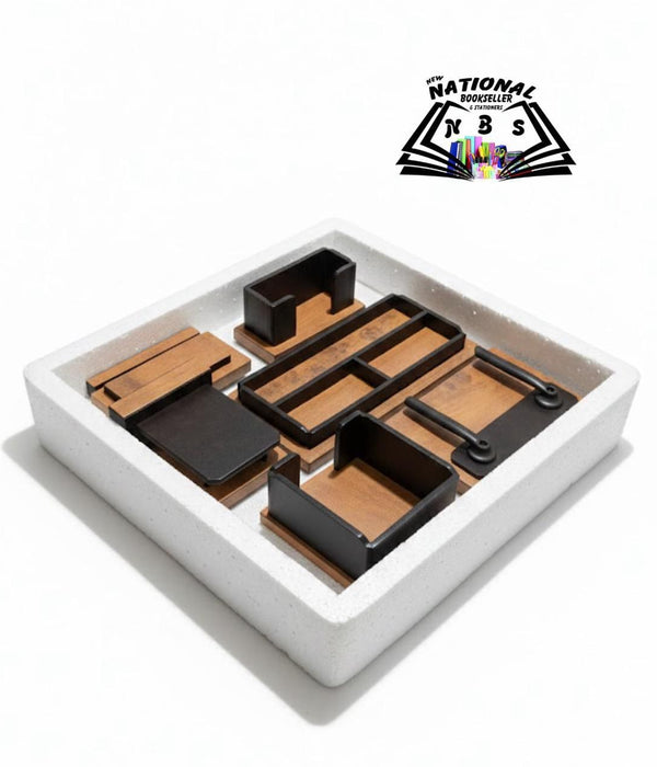The Office Table Set Orange And Black Color. (5 Pieces)