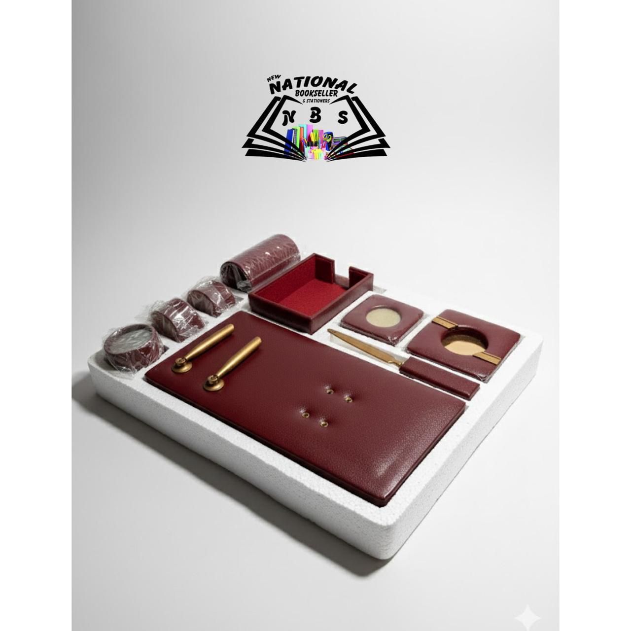 The Office Table Set Maroon Color. (9 Pieces)