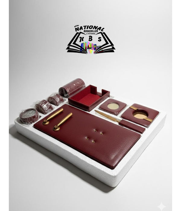 The Office Table Set Maroon Color. (9 Pieces)