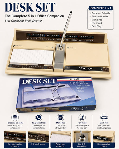 DESK SET (5 IN 1) (PREMIUM FOR YOUR OFFICE TABLE AND DECORATION)